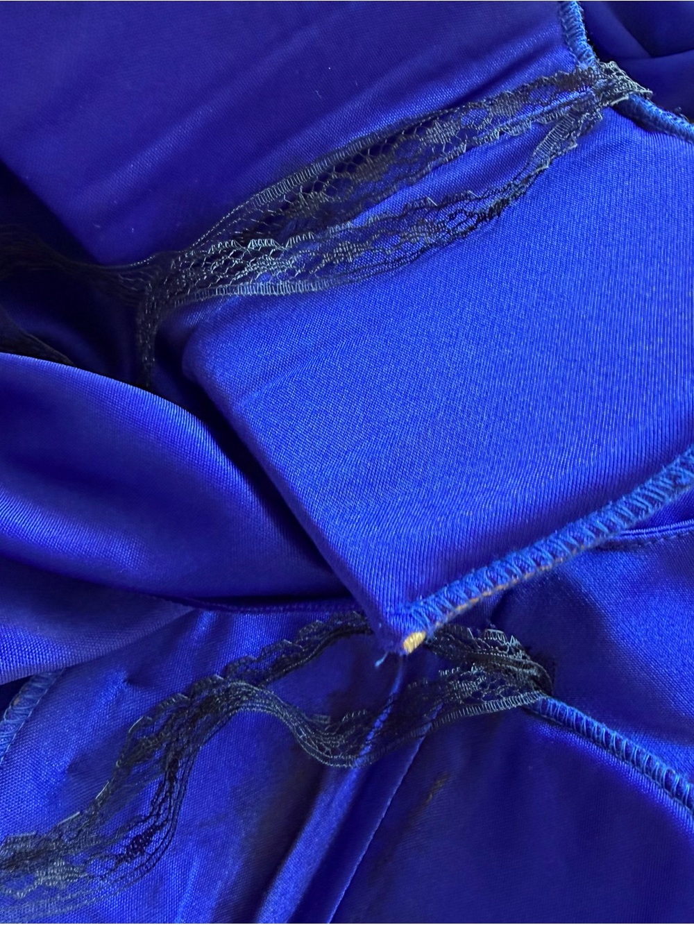 Vintage Capricorn Cobalt Blue Beaded Draped Midi Dress Sz 12 USA - Picture 12 of 16